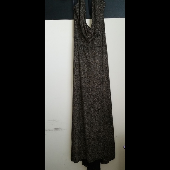 Glitter Halter Plunging Evening Gown - Picture 14 of 16